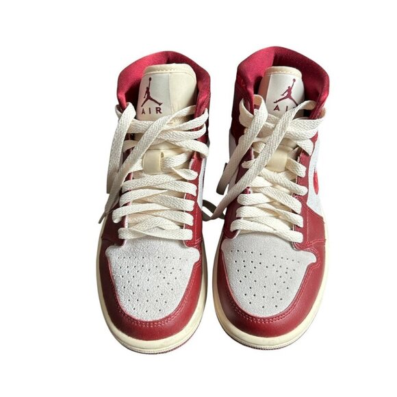 NIKE Air Jordan 1 Mid SE Tiki Leaf Team Red/University Red Sail Sneakers US 5.5 - Picture 6 of 7